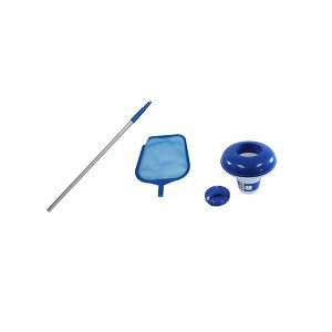 Intex Swimming Pool Pole Kit w/ Skimmer & Hydrotools Floating Chlorine Dispenser - 1 of 4