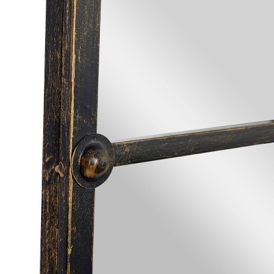Arched Black Metal Window Pane Wall Mirror