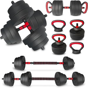 NAYSAYE Adjustable Dumbbell Set 45LB 4 in 1 Dumbbells Barbell Kettlebells Push Up Bar for Home Gym Fitness Training, Black, 17.72"*9.65"*8.86" - 1 of 4