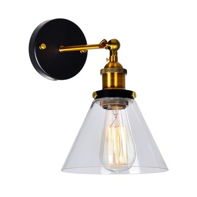 CWI Lighting Eustis 1 Light Wall Sconce With Black & Gold Brass Finish