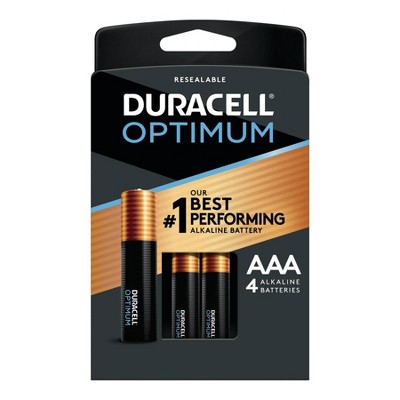 Duracell Optimum AAA Batteries - 4 Pack Alkaline Battery with Resealable Tray