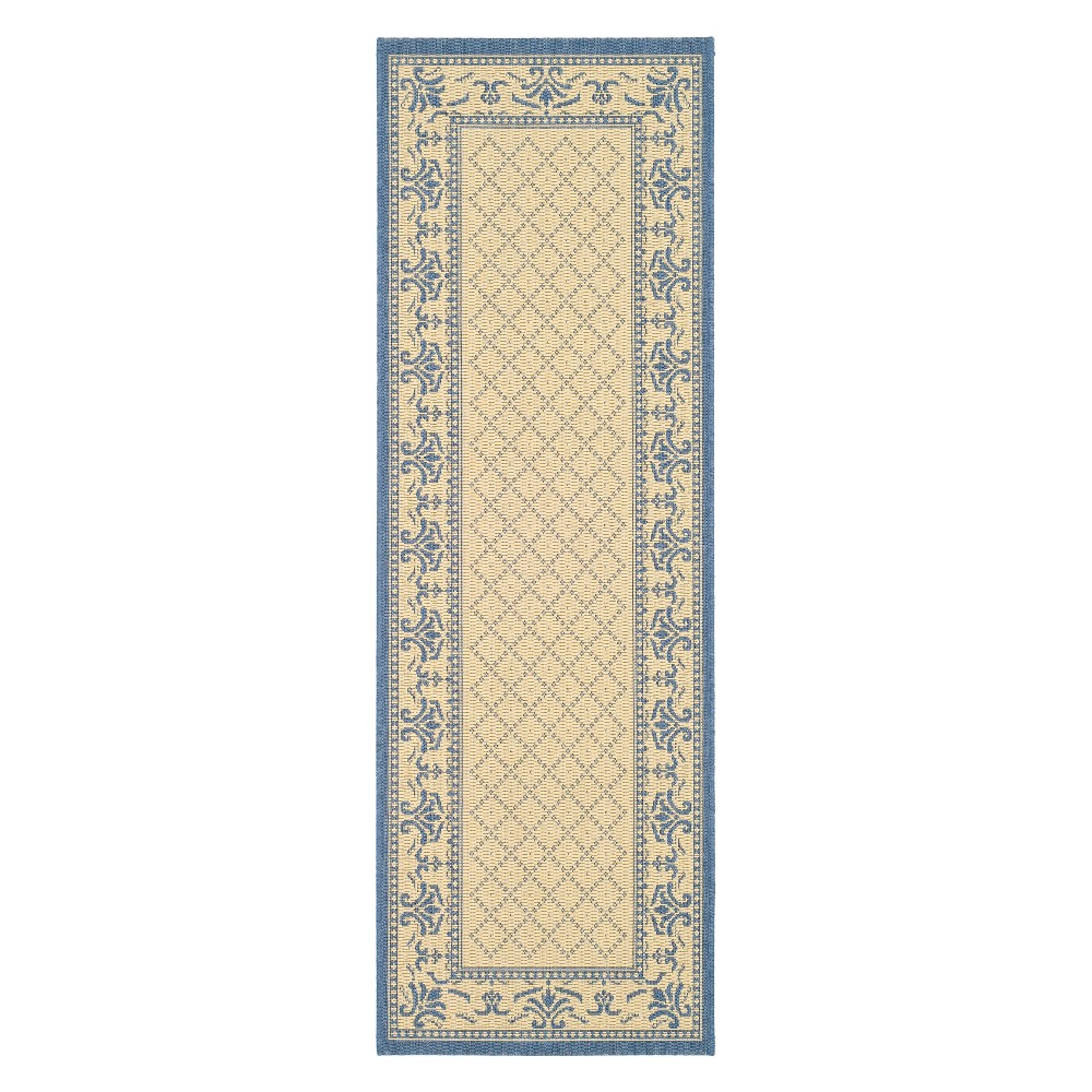 2'3inX6'7in Runner Rectangle Alicante Outdoor Patio Rug Natural/Blue - Safavieh