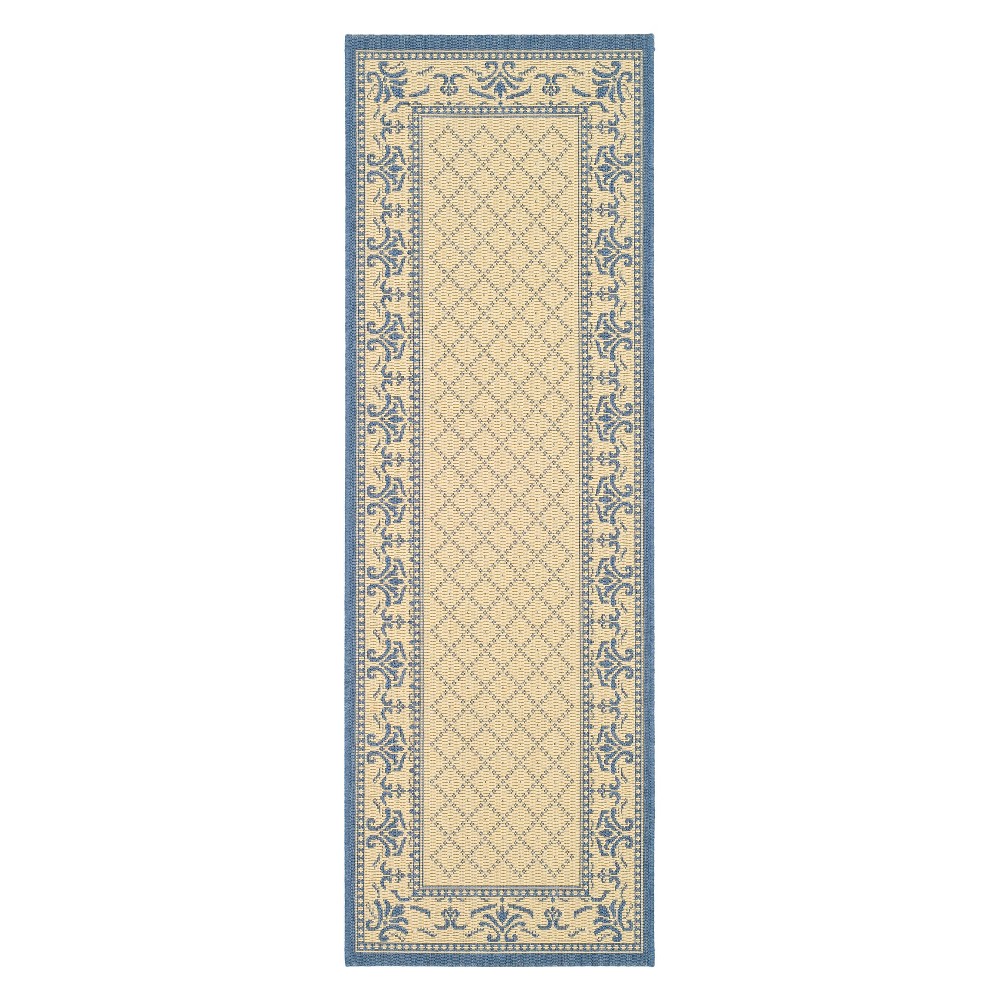 2'3inX6'7in Runner Rectangle Alicante Outdoor Patio Rug Natural/Blue - Safavieh