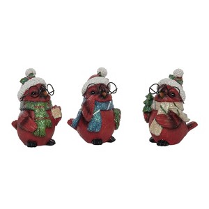 Transpac Set of 3 Resin Cardinal Figurines Colorful Decorative Birds for Christmas Tabletop Decor and Holiday Gifts - 1 of 1