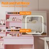 Vanity Desk with Sliding Mirror and Lights,  4 Drawers, Stool, Power Outlet, Open Shelves, 3 Color Adjustable Lighting Modes - 2 of 4