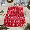 Lomsoe Red and White Christmas Print Flannel Throw Blanket, Winter Holiday Decorative Blankets, Super Soft Cozy Throw Blankets for Home Sofa Couch - 3 of 4