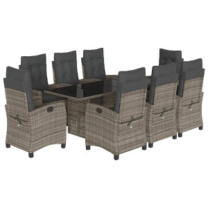 vidaXL Garden Dining Set Grey PE rattan 9-piece set - 1 of 4