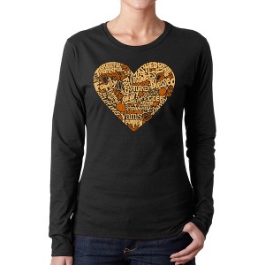 LA Pop Art Thanksgiving Heart - Women's Word Art Long Sleeve T-Shirt - 1 of 4