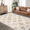 Modern Area Rug Elegant Floral Durable Stain-Resistant Fabric Washable Waterproof Perfect Rug for Living Room Bedroom - 2 of 4