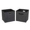 Household Essentials 2pc 12" x 13" Fabric Storage Bin Set Black Mix: 13 Inch Cube Storage System, Foldable with Handles - 4 of 4