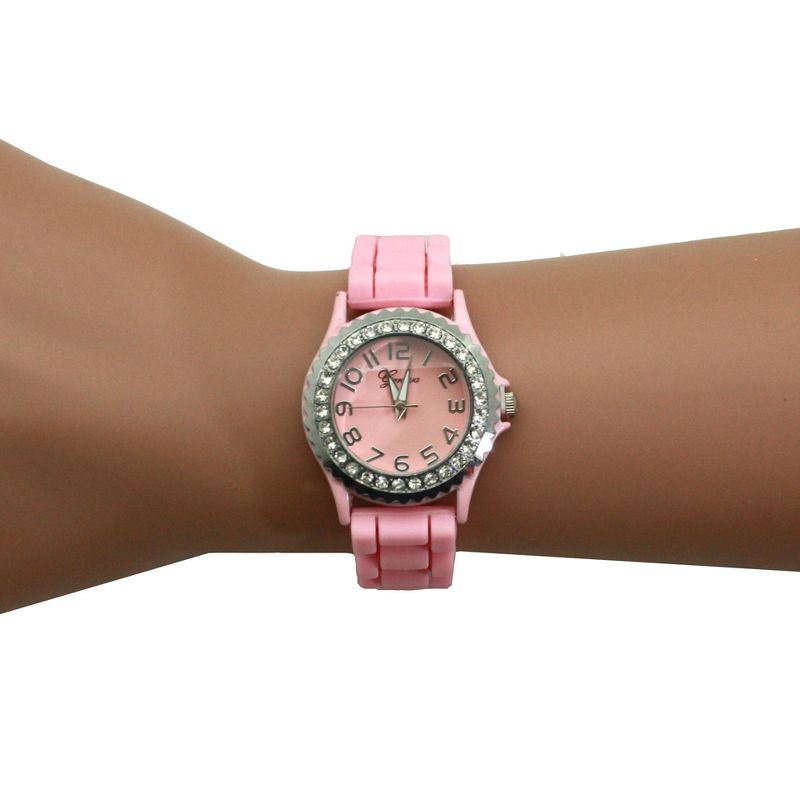 Olivia Pratt Every Day Thin Band Silicone and Rhinestones Colorful Women Watch, 5 of 6
