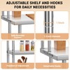 Stainless Steel Work Table with Overshelves, 36"x24" Workbench with 2 Tier 36"x12" Shelf - 3 of 4