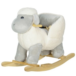 RUVALINO Baby Bouncers and Rockers, Baby Rocking Horse, Kids Riding Horse Rocking Chair, Plush Stuffed Rocking Animals, Gray, 26.8"*13.8"*21.7" - 1 of 4