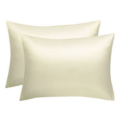 2 Pcs 20"x36" Silky Satin Envelope Pillow Cases Pearl White - PiccoCasa