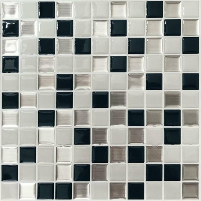 RoomMates Metallic Checkerboard Tile Peel And Stick Backsplash