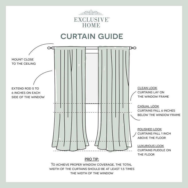 Set of 2 Belgian Textured Linen Rod Pocket Sheer Window Curtain Panels - Exclusive Home, 5 of 9