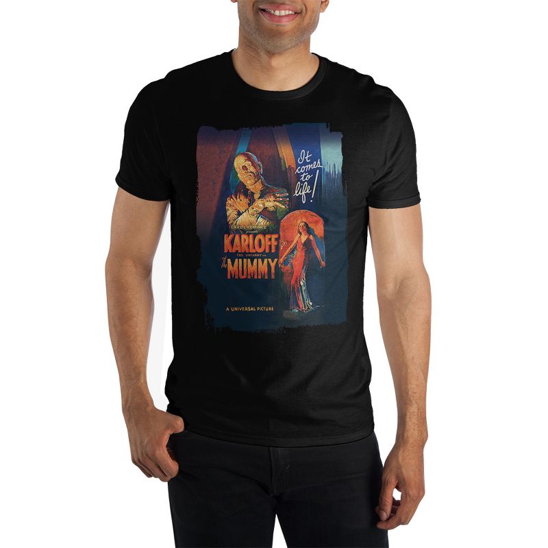 The Mummy Classic Monsters Horror Movie Mens Black Graphic Tee, 1 of 2
