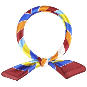 INSPIRE CHIC Women's Colorful Striped Satin Square Neck Scarves Neckerchief 1Pc - 1 of 4