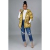 Slickblue Non-Stretch Bomber Jacket for Women, Yellow, Front Zip, Mock Neck, Lightweight Nylon, Size S/M-M/L - 3 of 4