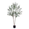 Artificial Olive Tree, Fake Olive Tree, 5 Feet Tall Fake Potted Olive Tree, Natural Wood Trunk, Indoor Decor - 2 of 4