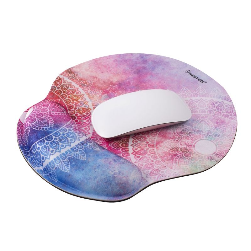 Insten Mandala Mouse Pad with Wrist Support Rest, Ergonomic Support, Pain Relief Memory Foam, Non-Slip Rubber Base,Round, 3 of 8