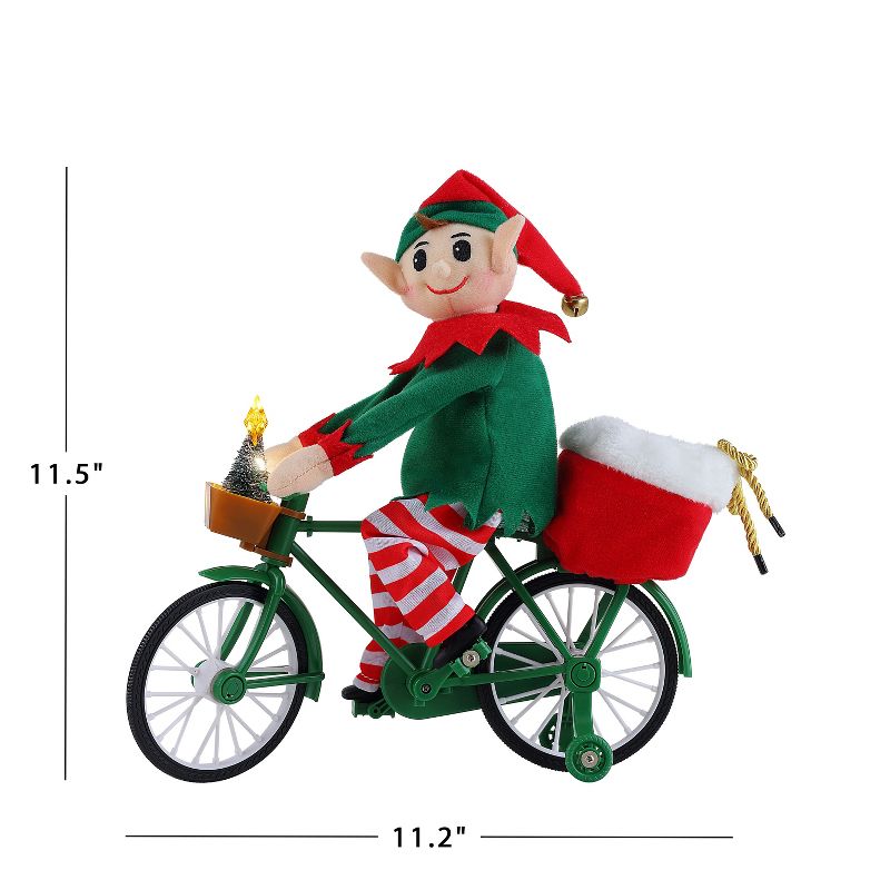 Mr. Christmas Animated LED Cycling Elf Musical Christmas Decoration, 11.5", 4 of 5