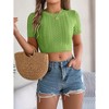 Crop Tops for Women Crew Neck Short Sleeve Ribbed Knit Tight T Shirts Slim Fit Basics Tees Going Out Crop Tops Shirts - 4 of 4