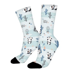Cute Pandas Women Printed Crew Socks Funny Funky Socks Soft Polyester Novelty Gifts for Artists Men - 1 of 1