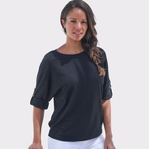 Women's Textured Tab Sleeve Top - LASCANA - 1 of 4