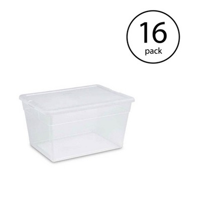 Sterilite 56 Quart Clear Plastic Storage Container Box and Latching Lid, 16 Pack