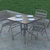 Emma and Oliver 31.5" Square Tempered Glass Metal Table with Smooth Ripple Design Top - 4 of 4