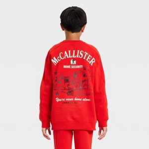 Boys' Home Alone McCallister House Fleece Front and Back Graphic Sweatshirt - Red - 1 of 4