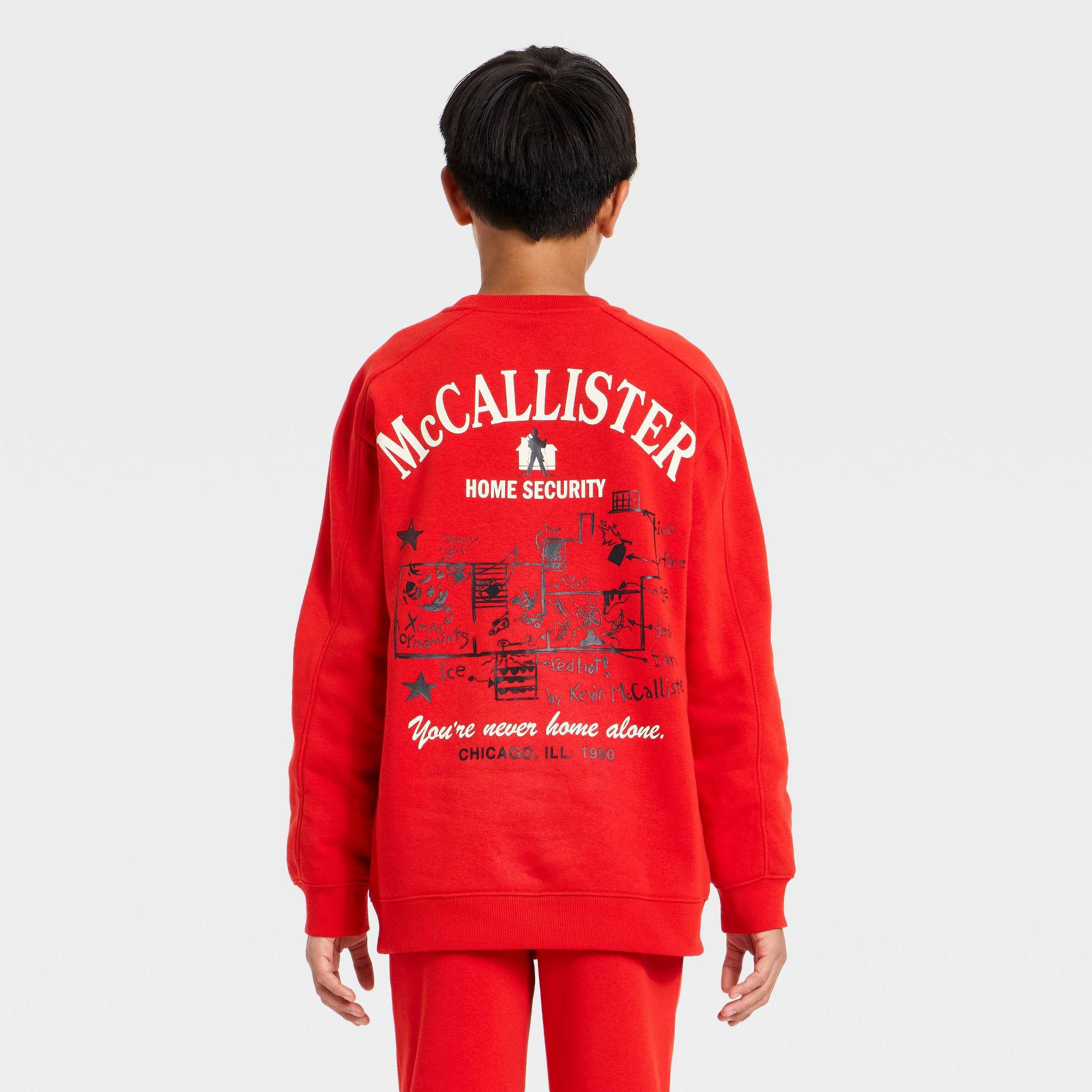 Boys' Home Alone McCallister House Fleece Front and Back Graphic Sweatshirt - Red