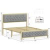 Whizmax Full Size Bed Frame-Upholstered Bed Frame with Button Tufted Headboard,Heavy Duty MetalGray+Gold) - 3 of 4