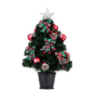 Nearly Natural 24-in Pre-Lit Fiber Optic Cosmopolitan Star Topped Artificial Christmas Tree with Decorative Planter - 1 of 4