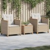 vidaXL 3-Piece Beige Poly Rattan Acacia Wood Bistro Set, Patio/Garden Furniture with Cushions - 24"x26.4"x27.2" - 2 of 4