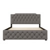 TIRAMISUBEST Queen Size Upholstered Platform Bed with 2 Drawers and 2 sets of USB Ports on each side, Modern Bed Frame with Button Tufted Headboard - 3 of 4