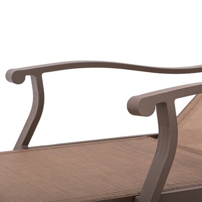 Elegant Brown Aluminum Adjustable Outdoor Chaise Lounge with Curved Armrests