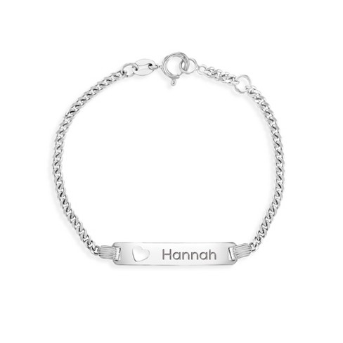 Girl's Heart Cutout Link ID Bracelet Sterling Silver - In Season Jewelry - image 1 of 3