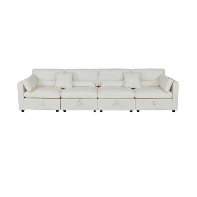 Modern Minimalist Cream Two-Seater Sofa