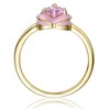 Young Adults/Teens 14k Yellow Gold Plated with Pink Morganite Cubic Zirconia Enamel Halo Heart Stacking Ring - 2 of 3