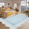 Washable Scalloped Living Room Rugs, Modern Floral Print Area Rug for Bedroom Dining Room, Non Slip Home Decor Carpet - 4 of 4