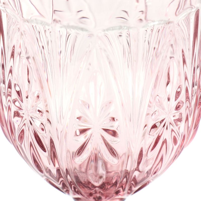 Spice By Tia Mowry 6 Piece 10.8 Ounce Handmade Glass Embossed Goblet in Pink, 4 of 9
