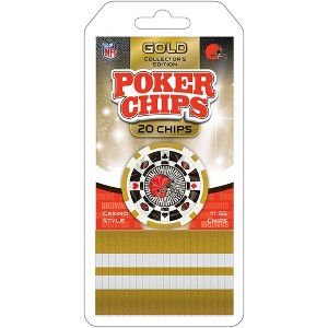 MasterPieces Casino Style 20 Piece 11.5 Gram Poker Chip Set NFL Cleveland Browns Gold Edition - 1 of 3