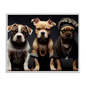 Stupell Industries Gangster Dogs Trio Puppies Black Framed Giclee Art - 1 of 4