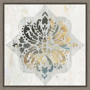 Amanti Art 16"x16" Blue Medallion by Aimee Wilson Framed Canvas Wall Art Print: Hand-Stretched, Polystyrene Frame, Lithograph Artwork - 1 of 4