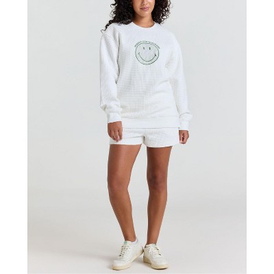 Samii Ryan | Smiley® Flourish Waffle Shorts, White, X-Large, 5