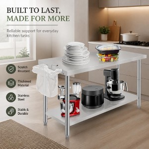 Stainless Steel Work Table, NSF Certified Commercial Prep Station with ...