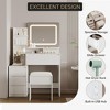 Vanity Desk with Mirror & Lights, Makeup Dressing Table with Power Outlet, 4 Drawers, Storage Shelves & Stool - 4 of 4