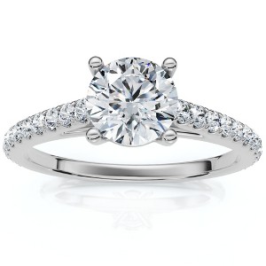 Pompeii3 G/VS 1.30Ct Diamond Engagement Ring 14k Gold Lab Created - 1 of 4